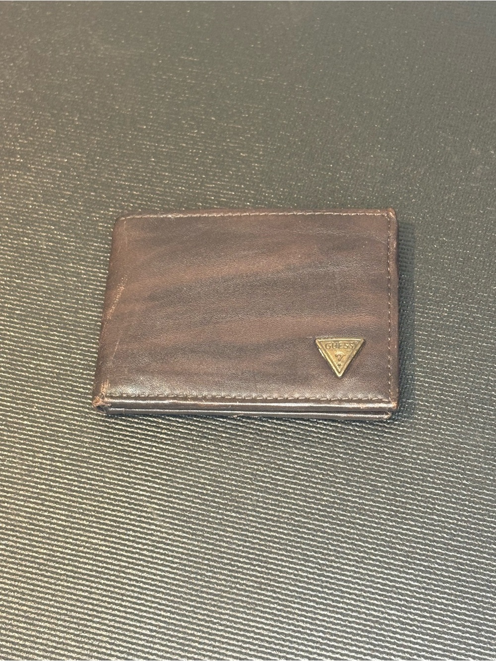 Guess Brown Leather Card & Key Holder with Triangular Logo